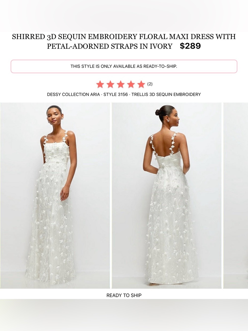ALFRED SUNG Ivory 3D Floral Appliqué Tulle Dress